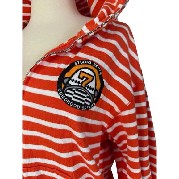 STUDIO SEVEN CHILDHOOD DREAMS Orange Striped Full Zip Japanese Hoodie Jacket S - Picture 4 of 10